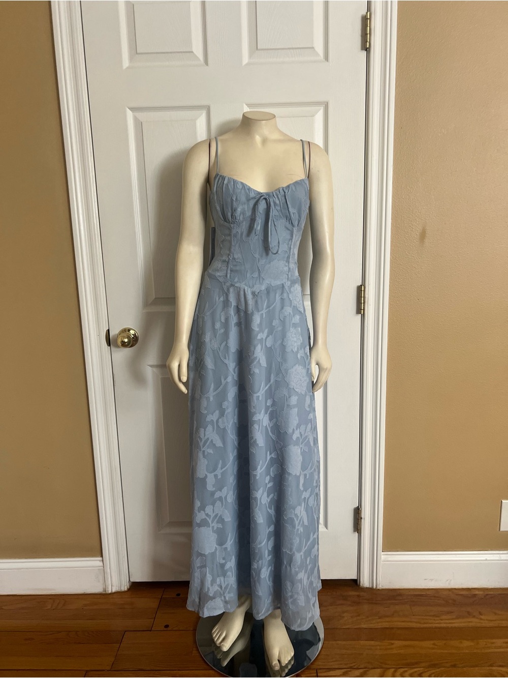 Princess Polly Members Only Maxi Dress Blue Burnout - Picture 7 of 15